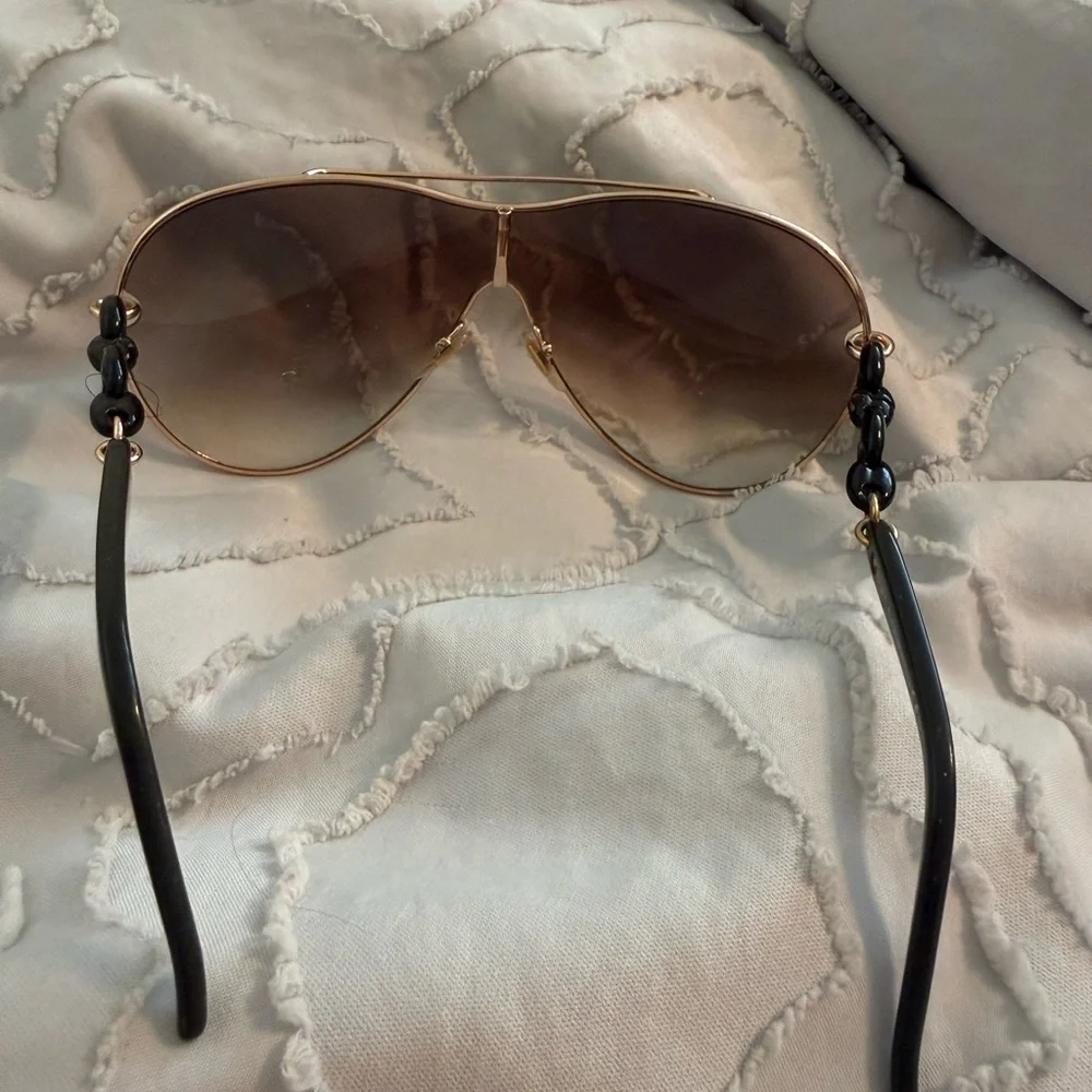 Gucci Brown Gradient Aviator Sunglasses with Gold Accents